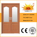 Portas de madeira dobro modernas do PVC MDF com janela de vidro (SC-P129)